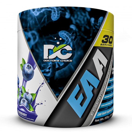 Doctor's Choice EAA (Essential Amino Acids) BCAA for Intra-Workout/Post Workout 300grams (Blueberry- 30 Servings), blue, Powder