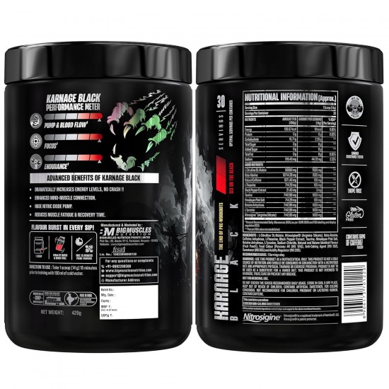 Bigmuscles Nutrition Karnage Black Pre workout - Sex On The Beach, 30 Servings, 
