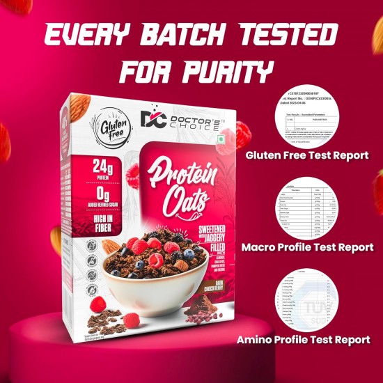 DC DOCTORS CHOICE Oats, High Protein Oats Flake, 24G Pure Protein Breakfast Cereals, Jaggery Sweetened, Rich In Fiber, No Additives And 0G Sugar 375G