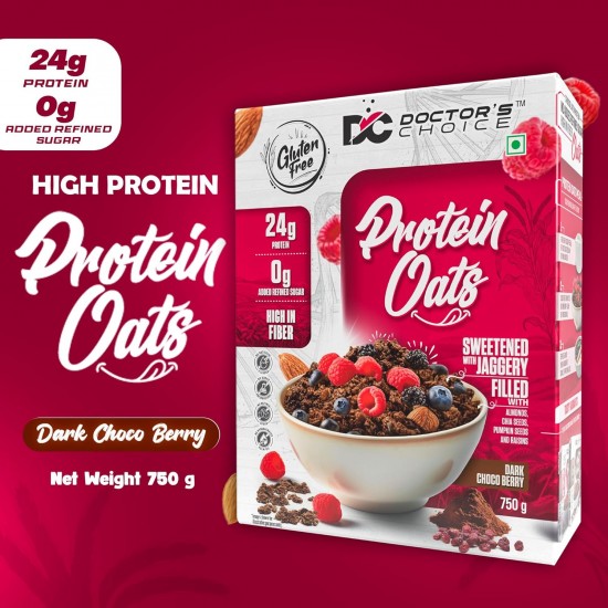 DC DOCTORS CHOICE Oats, High Protein Oats Flake, 24G Pure Protein Breakfast Cereals, Jaggery Sweetened, Rich In Fiber, No Additives And 0G Sugar 375G