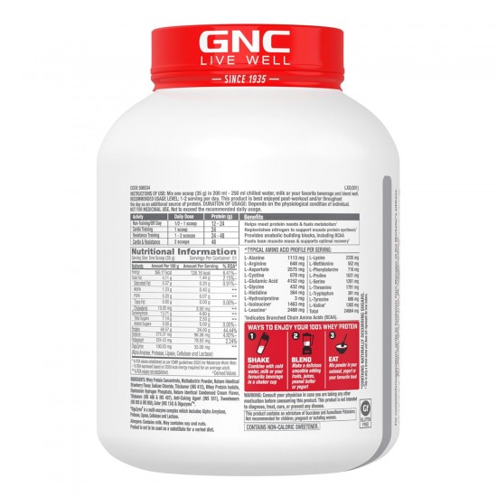 GNC Pro Performance 100% Whey Protein Powder | Boosts Strength & Endurance | Builds Lean Muscles | Fastens Muscle Recovery | Formulated In USA | 24g Protein | 5.5g BCAA | Chocolate Fudge | 4 lbs