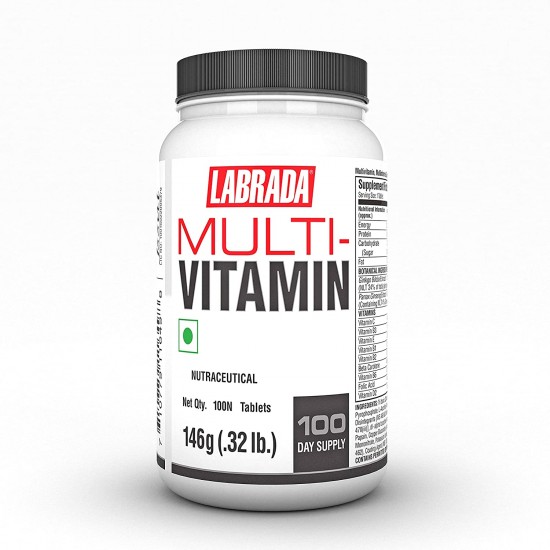 Labrada MultiVitamin (10 Vitamins, 7 Minerals, Gingko Bilboa Extract, Panax Ginseng, Lycopene, 3 Enzymes, Once Daily), 100 Count