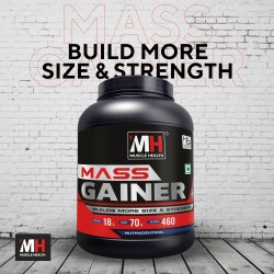 Muscle Health Mass Gainer | Build More Size & Strength | Fastens Muscle Build| 18g Protein | 70g Carbs | 460 Calories |chocolate | 2.7 kg      