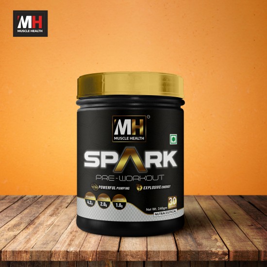 Muscle Health Spark Pre Workout | Powerful Pumping | Explosive Energy | Energy & Focus | 4.2g Beta-Alanine | 2.0g L-Citrulline | 1.0g L-Arginine | 30 serving |Fruit Punch | 240 Gm.      