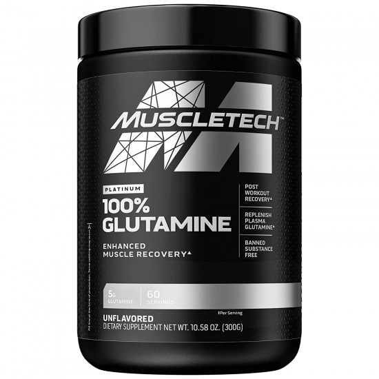 MuscleTech Essential Series Platinum Glutamine Ultra - pure Replenish Plasma Glutamine Sports Nutrition Non - Stimutant Formula Powder - 300 G (10.58OZ)