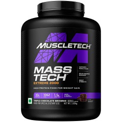 MuscleTech MassTech Extreme 2000 High Protein Food For Weight Gainer (30g Protein, 1062 Kcal, 1.5g Creatine & Added Vitamin & Minerals) Veg Mass Gainer -Chocolate -3Kg (10 Servings)