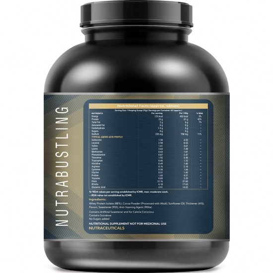 NUTRABUSTLING Whey isolate ISOLATE CREAM COOKIES 1 KG Powder Weight gainer Boost immunity available in 1 kg Pack