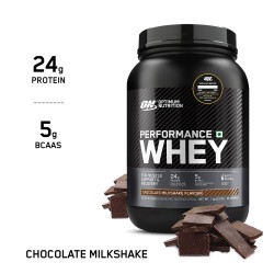 Optimum Nutrition (ON) Performance Whey Protein Powder, 24g Protein, 5g BCAA – 1Kg (Chocolate Milkshake), Whey Protein Blend with Whey Protein Isolate