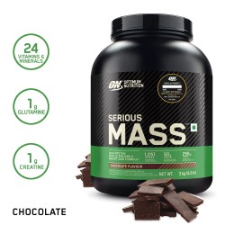 OPTIMUM NUTRITION (ON) Serious Mass High Protein High Calorie Weight Gainer Powder - Pack of 3 kg (Chocolate) with Vitamins and Minerals, Vegetarian