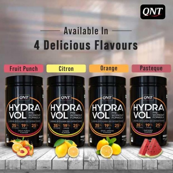 QNT Hydra Vol Pre-Workout Supplement | 400g | Fruit Punch | Instant Energy & Quick Muscle Pump | Beta-Alanine & Caffeine For Enhanced Focus & Muscle Strength. QNT Hydra Vol Pre-Workout Supplement | 400g | Fruit Punch | Instant Energy & Quick Muscle Pump | Beta-Alanine & Caffeine For Enhanced Focus & Muscle Strength.