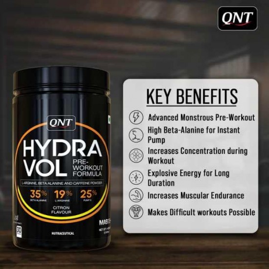 QNT Hydra Vol Pre-Workout Supplement | 400g | Fruit Punch | Instant Energy & Quick Muscle Pump | Beta-Alanine & Caffeine For Enhanced Focus & Muscle Strength. QNT Hydra Vol Pre-Workout Supplement | 400g | Fruit Punch | Instant Energy & Quick Muscle Pump | Beta-Alanine & Caffeine For Enhanced Focus & Muscle Strength.
