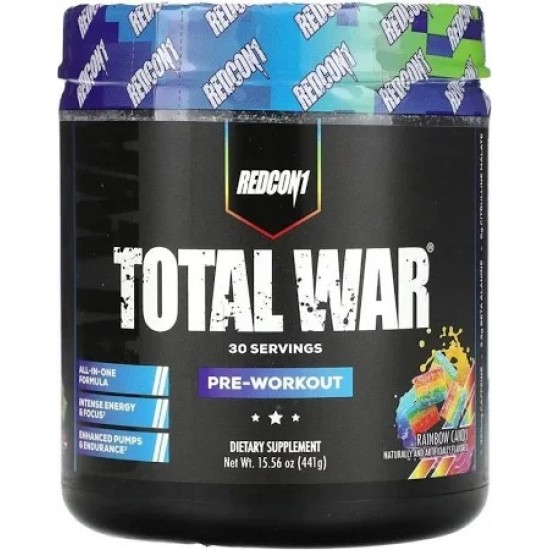 Redcon1, Total War, Pre-Workout, Rainbow Candy, 15.56 oz (441 g) Redcon1, Total War, Pre-Workout, Rainbow Candy, 15.56 oz (441 g)