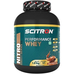 SCITRON Nitro Series Performance Whey, 30 g Protein, 3 g Creatine Monohydrate, 8.5 g BCAAs, 17.6 g EAAs, Milk Chocolate, 41 Servings, 1.81 kg
