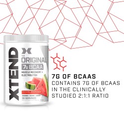 Scivation Xtend BCAAs Powder for Adults (Pre-Workout, 7g BCAAs, 0g Carbs,Sugar & Calories, 3.5 Leucine, 2.5g L-Glutamine, 1g Citrulline Malate) - 402gm, 30 Servings 