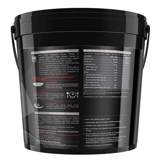 MuscleBlaze High Protein Gainer, Elite Lean Mass Gainer ( 5 kg / 11 lb, 50 Servings)